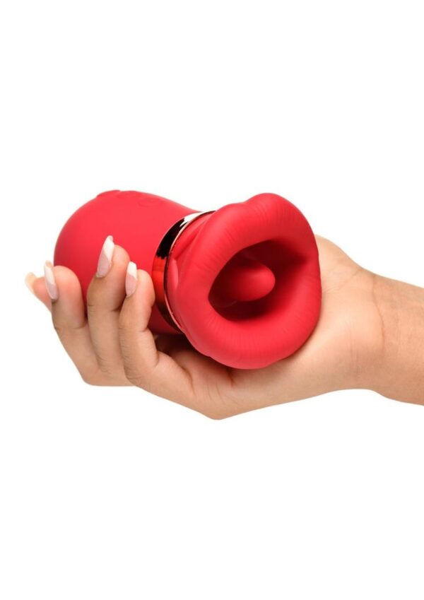 Lickgasm Kiss Me More Kissing, Sucking and Vibrating Rechargeable Silicone Clitoral Vibrator - Red - Image 4