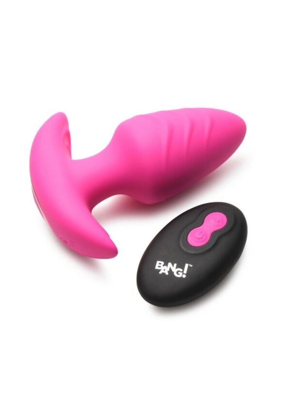 Bang! Rotating Vibrating Rechargeable Silicone Butt Plug with Remote Control - Pink - Image 2
