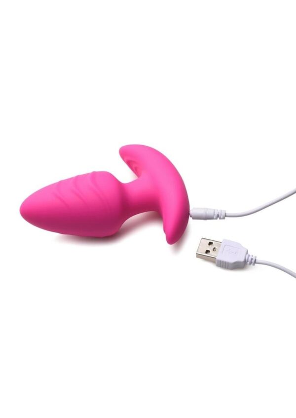 Bang! Rotating Vibrating Rechargeable Silicone Butt Plug with Remote Control - Pink - Image 4