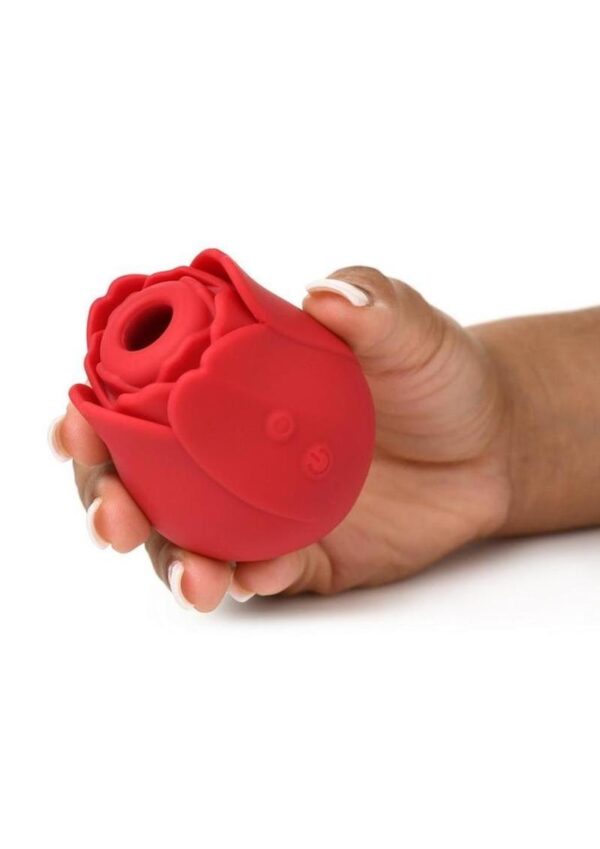 Bloomgasm Cyber Rose Sucking and Vibrating Digital Rechargeable Silicone Clitoral Stimulator - Red - Image 3