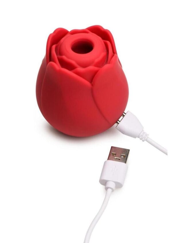 Bloomgasm Cyber Rose Sucking and Vibrating Digital Rechargeable Silicone Clitoral Stimulator - Red - Image 4