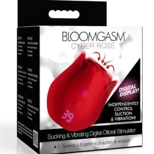 Bloomgasm Cyber Rose Sucking and Vibrating Digital Rechargeable Silicone Clitoral Stimulator - Red