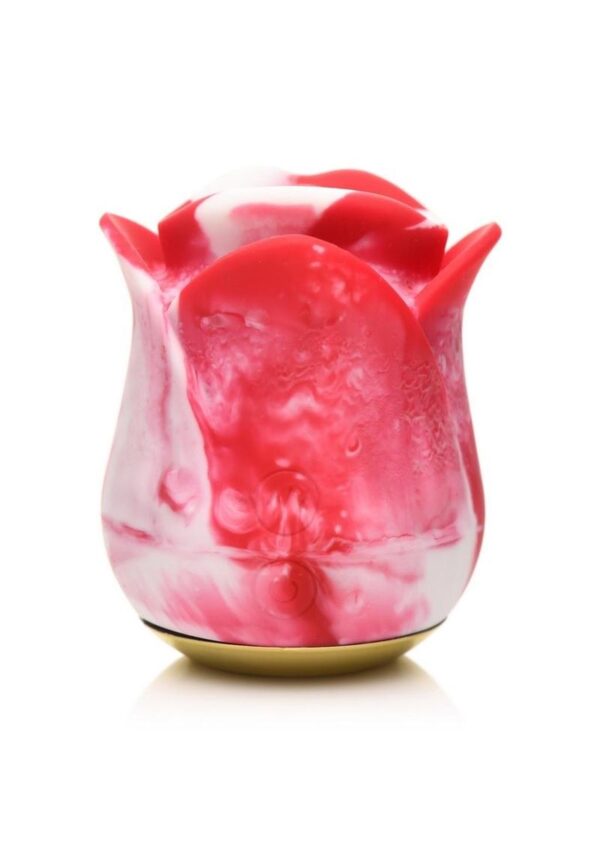 Lickgasm Sweet Kiss Kissing and Vibrating Rechargeable Silicone Clitoral Stimulator - Red/White Swirl - Image 2