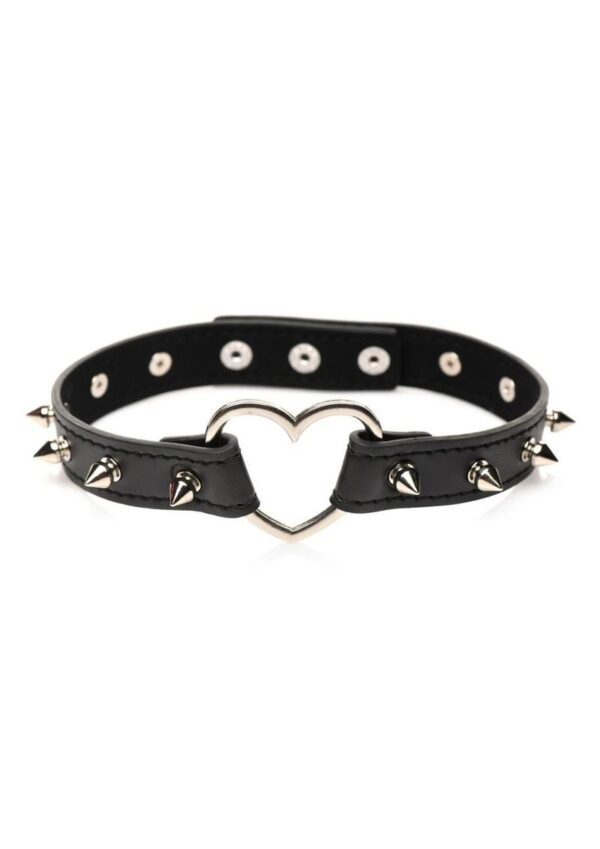 Master Series Spiked Heart Choker - Black - Image 2