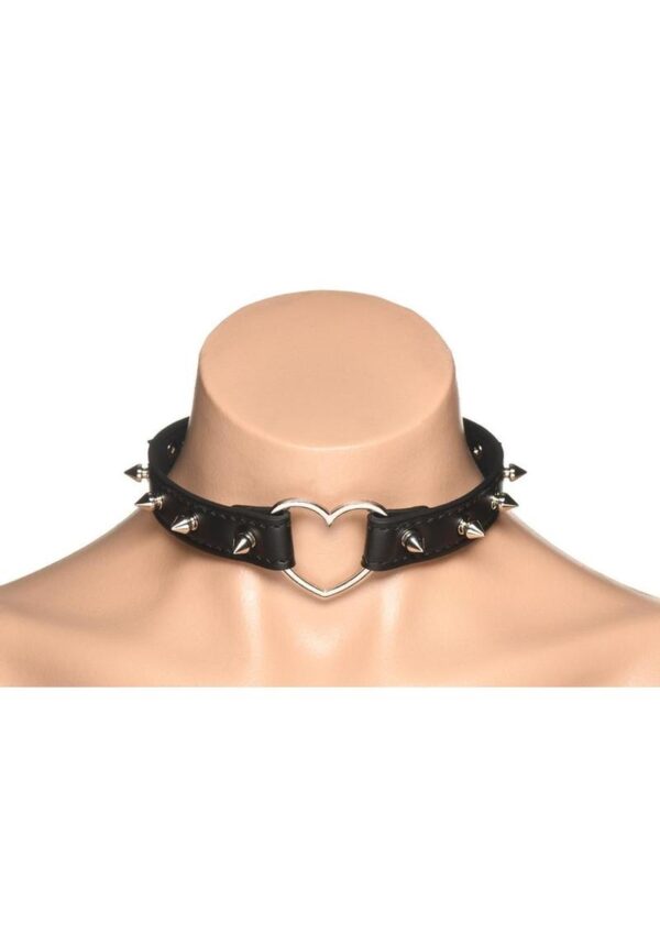 Master Series Spiked Heart Choker - Black - Image 4
