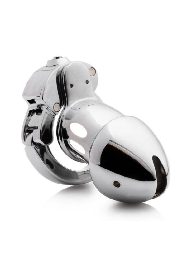 Master Series Cock Cuff Snap-On Chastity Cage - Silver - Image 3