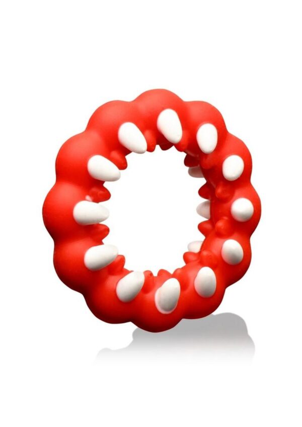 Creature Cocks Fangs Silicone Cock Ring - Red/White - Image 2