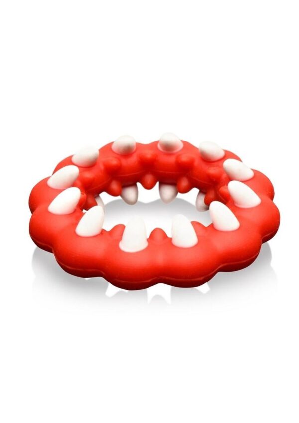 Creature Cocks Fangs Silicone Cock Ring - Red/White - Image 3