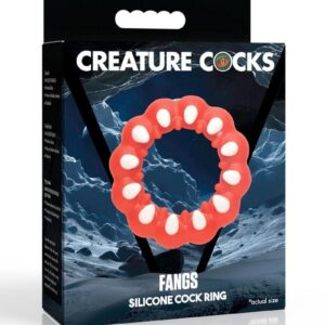 Creature Cocks Fangs Silicone Cock Ring - Red/White