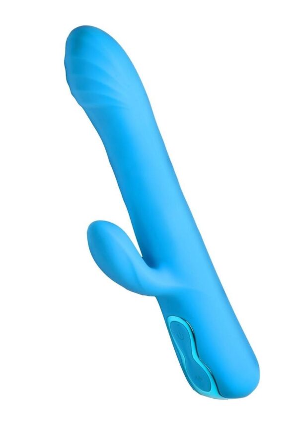 Bang! Rotating Beaded Rechargeable Silicone Rabbit Vibrator - Blue - Image 2