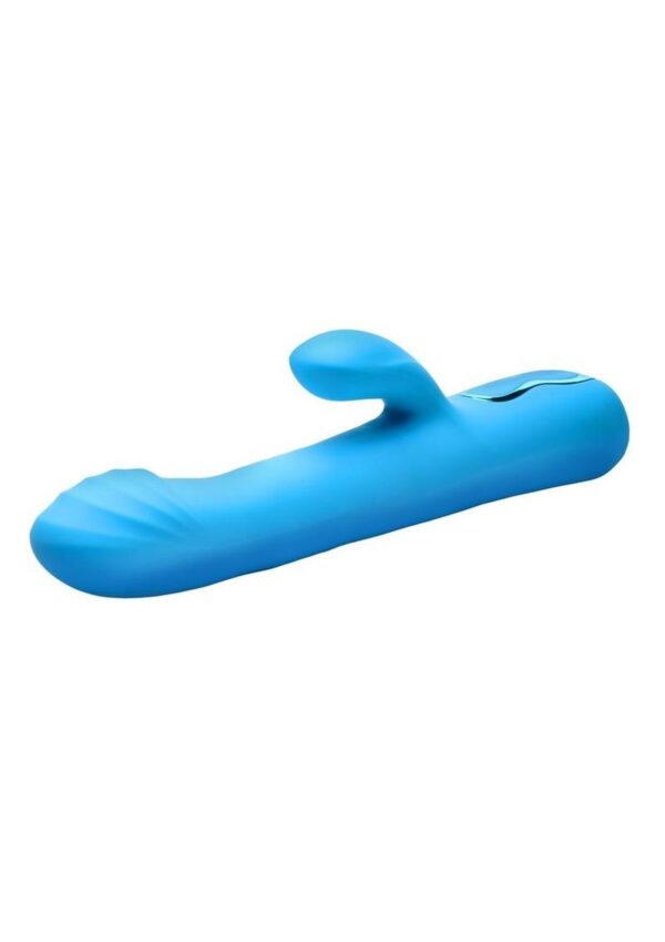 Bang! Rotating Beaded Rechargeable Silicone Rabbit Vibrator - Blue - Image 3