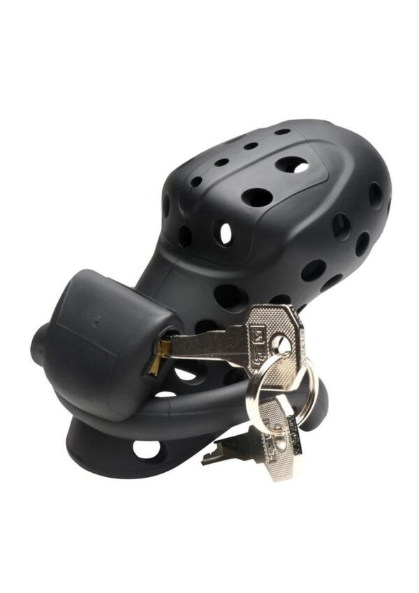 Master Series Lock Down Chastity Cage - Black - Image 3