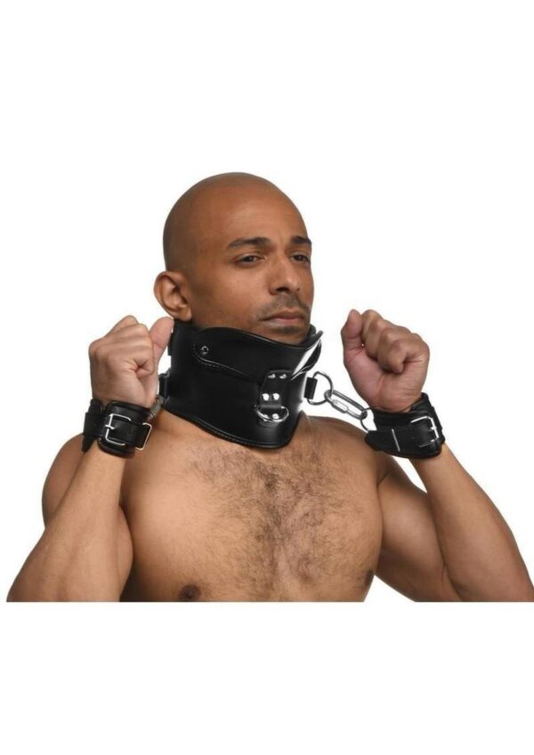 Master Series Rigid Locking Posture Collar with Chin Brace - Black - Image 3