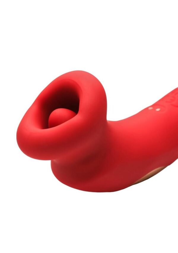 Lickgasm Plump Rechargeable Silicone Kiss Sucking and Vibrating Clitoral Stimulator - Red - Image 3