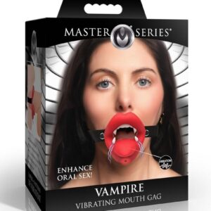 Master Series Vampire Vibrating Rechargeable Silicone Mouth Gag - Red