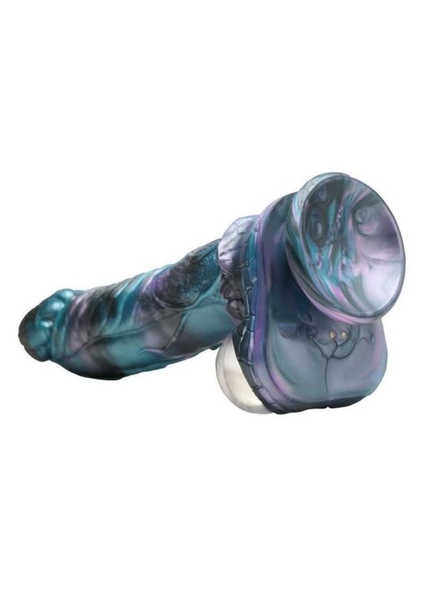 Creature Cocks Astro Thrust Vibrating Rechargeable Silicone Dildo - Blue - Image 4