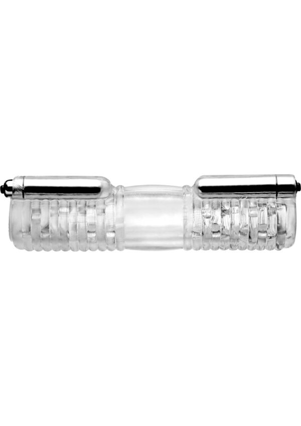 Tom Of Finland Head to Head Vibrating Sleeve - Gray - Image 2
