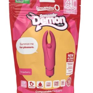 4T Demon Silicone Mini Clitoral Stimulating Vibrator - Strawberry