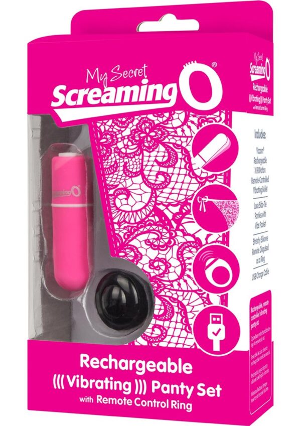 My Secret Rechargeable Panty Vibe Set with Remote Control Ring - Pink