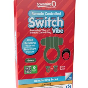 Screaming O Switch Silicone Rechargeable Vibrating Ring with Remote Control - Green