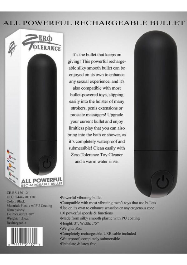 Zero Tolerance All Powerful Rechargeable Bullet - Black - Image 3