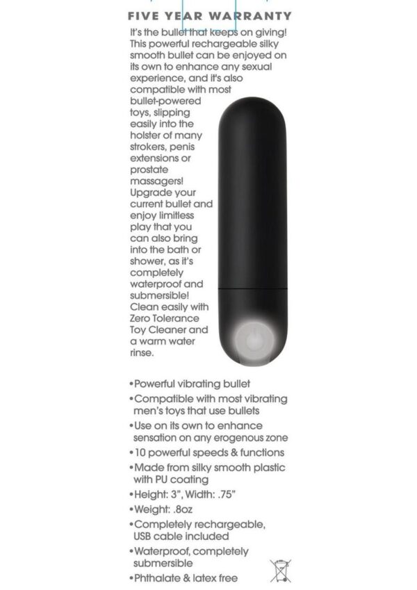 Zero Tolerance All Powerful Rechargeable Bullet - Black - Image 4