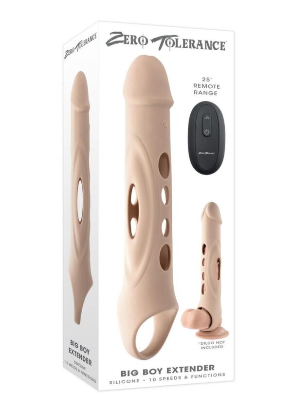 Zero Tolerance Big Boy Extender Rechargeable Silicone Penis Extension with Remote Control - Vanilla