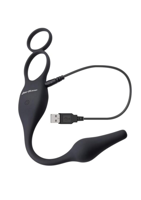 Zero Tolerance Plug and Tug Rechargeable Silicone Anal Plug and Cock Ring - Gray - Image 4