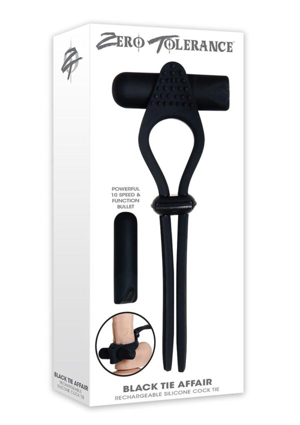 Zero Tolerance Black Tie Affair Vibrating Cock Tie - Black